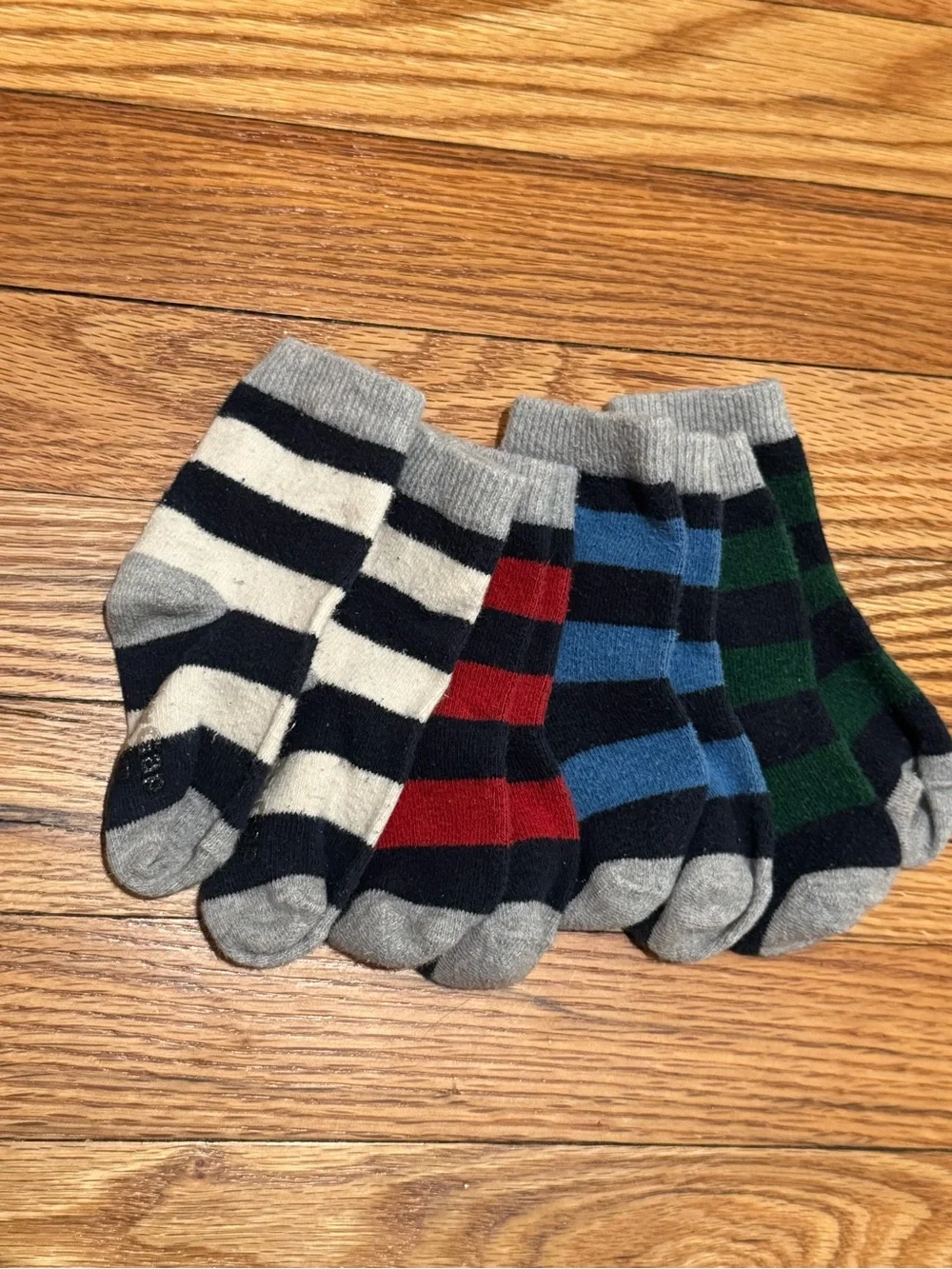 Baby gap toddler boy Striped 12-24 month cotton Crew Socks Blue Green Red stripe